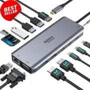 USB C Docking Station Dual Monitor – 14in1 Hub w/ Triple Display, 2 HDMI & More