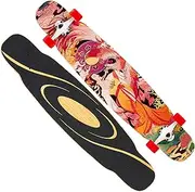 Sports Longboard Skateboard, 46" Red Maple Spiral Hollow Wood Grain Double Alice Suzaku Pattern Professional Brush Street Dance Board Suitable for Beginners Adults Gave Gifts