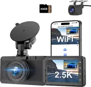 Dash Cam Front and Rear Camera, 3Inch Screen Wifi Dash Cam, 2.5K+1080P Dash Cam