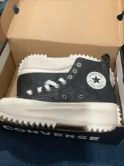 Converse Run Star Hike Platform Glitter Black Women's 8.5Men's 7 B Grade