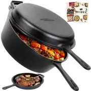 Cast Iron Dutch Oven with dual use Skillet lid for Oven, Induction, Electric,...