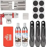 KONG MING CAR Bike Repair Tool Kit-Co2 Inflator Kits with Co2 Cartridges,8 in 1 Multi Tools, Saddle Bag, Tire Tube Patches & Tire Levers Included- Bike Maintenance Emergency Repair Tool Kit