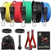 BOB AND BRAD Resistance Bands, Resistance Bands Set for Workout Stackable Up to 125-150 lbs, Exercise Bands with Door Anchor, Ankle Straps, Handles and Carry Case for Strength, Yoga, Gym for Men and