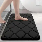Ultra Soft Non-Slip Memory Foam Bath Mat Rug 24x16, Black