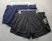 Lot Of 2 Athletic Works Shorts With Liner Womens 2XL Multi Running Elastic Waist