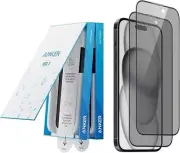 Anker 2 Pack for iPhone 15 Pro max Privacy Screen Protector, Anti-Spy HD Tempere