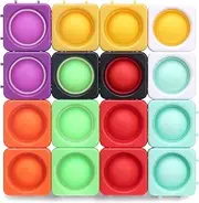 Large Pop Blocks Bubble, Silicone Pop Fidget Toy Blocks for Boys Girls - Stress Pop Blocks for Imaginative Holiday Stocking tuffer Puzzle Games-Toy Gift for Kids 16 Pack