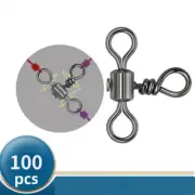 100pcs 3 Way Barrel Cross Line Swivel With Solid Ring Brass Fishing Connector