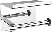 Adhesive Toilet Paper Holder with Shelf Wall Mounted, SUS304 Stainless Steel Toilet Paper Roll Holder, Mega Roll Tissue Roll Paper Dispenser, No Drilling or Wall Mounted with Screws (Polished Chrome)