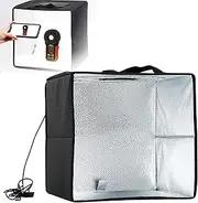 30CM Portable Photo Studio, Small Soft Light Light Box for Shooting, 3 Color Temperature Dimming + 5 Color PVC Frosted Background Board + USB Interface + Foldable + Quick Installation,Black