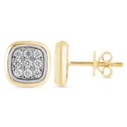 Cushion Stud Earrings with 0.10ct of Diamonds in 9kt Yellow Gold