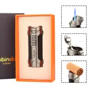Lubinski Cigar Lighter 1 Jet Flame Refillable Butane Gas Torch Punch Holder Gift