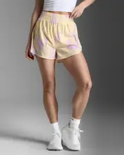 Aero Hi-Rise 4 Inch Shorts, 2XU, S, Pixel Lemon/White Reflective, Female