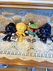 New Disney Mattel Star Wars 2 Darth Vaders Boba Fett C-3PO Plush 8" NWT