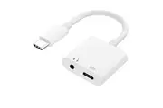 2 in 1 USB Type-C Male to Dual USB-C Female 3.5mm Port Splitter Headphone Audio Adapter for Apple iphone 16 pro max plus PD Fast Charging