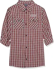 [GUESS] Boys' Poplin Check All Over Print Woven Top