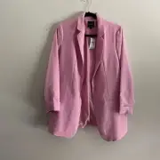 Love Tree Women XL Pink Open Front Longline Oversized Boyfriend Blazer NWT