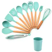 Blue 12pcs Set Non-Stick Silicone Kitchen Utensil Spatula Spoon Cooking Cookware Gift