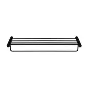 ACA 600mm Black Bath Double Towel Rail Rack Bathroom Shelf Holder Bar Wall Mounted