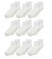 Jefferies L95217 Seamless Quarter Half Cushion 9 Pack Socks Little Kids Size S
