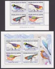 REPUBLICA DE GUINEA 2001 FAUNA PAJAROS 4 VALORES + HOJITA BLOQUE NUEVOS MNH