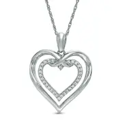 0.13 CT. T.W. Natural Diamond Intertwined Double Heart Pendant in Sterling Silver