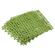 4Pcs Interlocking Cushion 11.8" Plastic Green NonSlip Drain Mat with Suction Cup