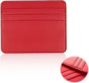 [Crrynuo] Men Leather Wallet,Made of PUand Holder Ultra Slim Minimalist Card Protector Front Pocket Credit Card Sleeve Men Wallet(Red), Red, One Size, Classic