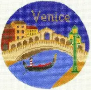 Needlepoint Handpainted Venice Christmas Silver Needle 4.25"