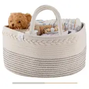 Baby Diaper Caddy | Changing Table Organizer for Wipes, Diapers | Cotton Rope...