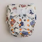 Monarch Ultimate Wipeable Cloth Nappy with Hook and Loop Closure, Feline Good