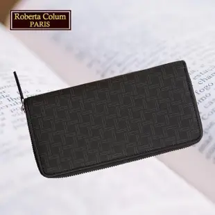 【Roberta Colum】諾貝達專櫃皮夾 牛皮配乳膠長夾 長版皮夾(28907-黑色)