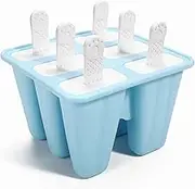 TikToy Ice Lolly Moulds, Silicone 6 Cavity Ice Cream Moulds, Reusable Ice Popsicle Moulds with Sticks BPA Free Popsicle Molds for Kids Ice Pop Moulds DIY Ice Lolly Maker with Non-Spill Lid