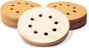 SPEEDWOX 50 Pcs 5 Inches 8 Hole Sanding Discs 80 Grit Dustless Hook and Loop Sandpaper for Random Orbital Sander Yellow Finishing Discs for Automotive Woodworking
