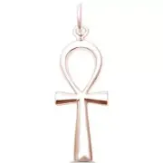 Plain Rose Gold Plated Ankh Eternal life Cross .925 Sterling Silver Pendant