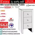 Mirrored Bedside Tables 3 Drawer Nightstand Side Table Glass Bedroom Drawers New
