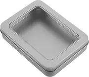 MUSISALY Small Metal Storage Box for Outdoor Use Rectangular Hinged Tin Container