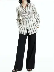 Theory Bustier Black White Button Front Combination Shirt Size P New With Tags