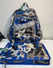 L.L.Bean Kids Camo Backpack & Laptop Sleeve Set With Reflective Details