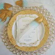 60 MINT GREEN WHITE with Metallic Gold Tip Natural Goose Feathers Decorations