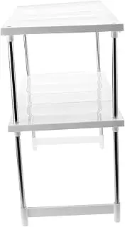Zerodeko Metal Microwave Oven Shelf Stainless Steel Countertop Organizer Rack for Kitchen Storage Heavy Duty Space Saving with Hooks for Utensils for Kitchens