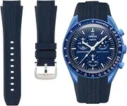 Weave Curved End Rubber Watch Straps for Omega x Swatch MoonSwatch - Curve No Gap Quick-Release Replacement Silicone Bands for Moonwatch Speedmaster for Men & Women - 20mm
