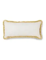 [Madras Link] Vera Fringe Cushion 35x75cm in White/Mustard