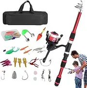 Kids Fishing Set, Fishing Accessories for Kids, Kids Fish Equipment, Tackle Starter Set with Storage Bag, Small Dock Gear for Outdoor Saltwater