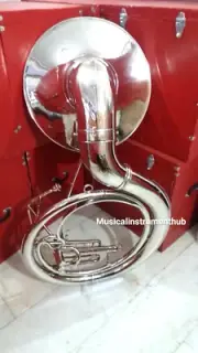 TUBA SOUSAPHONE BIG BELL SIZE 25" IN CHROME POLISH OF PURE BRASS+CASE +FREE SHIP