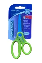 2 Pair Kids Colorful Scissors w/ Non-Stick Blunt End for Ages 4+ (Blue & Green)
