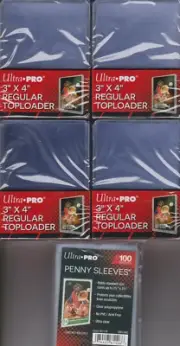 Lot of 100 Brand New Ultra Pro Top Loaders plus 100 sleeves
