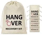 5 Pack Hangover Recovery Kit Gift Bags - Cotton Gift Bag for Bachelorette Party