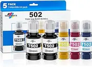 502 Ink Refill Bottles for Ecotank ET-3760 ET-2850 ET-3850 ET-2760 ET-15000 ET-4850 ET-4760 ET-2750 ET-3750 ET-3830 Printers, Compatible for Epson 502 Ink Refill Bottles (5 Packs)