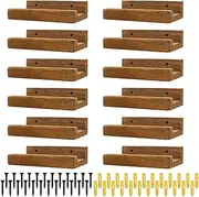 12 PCS Wood Vinyl Record Shelf Wall Mount, Small Wall Mounted Record Holder Display Shelf, For Album Record Storage & Display, Wall Decor, Perfect for Living Room, Bedroom